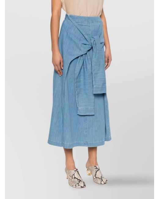 Fabiana Filippi Blue Cotton A-Line Maxi Skirt