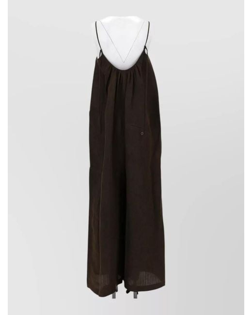 Uma Wang Black Wide Leg Jumpsuit Paul Spaghetti Straps