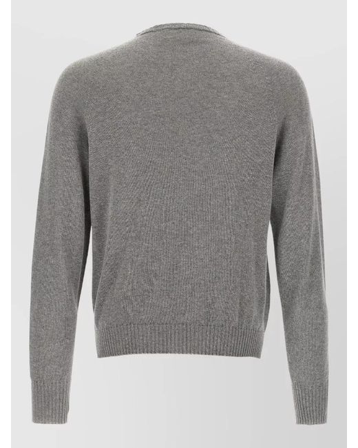 Ma'ry'ya Gray Cashmere Cotton Crew Neck Knit Sweater for men
