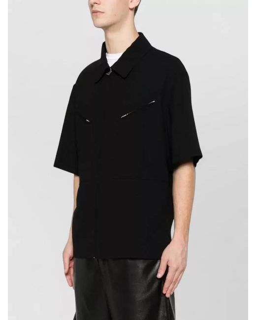 Givenchy Black Short Sleeve Zip Shirt Jacket Pockets for men