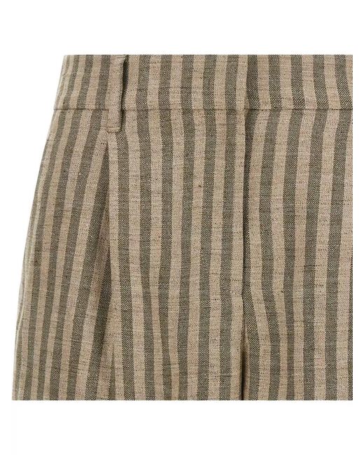 Brunello Cucinelli Multicolor High Rise Striped Linen Bermuda Shorts
