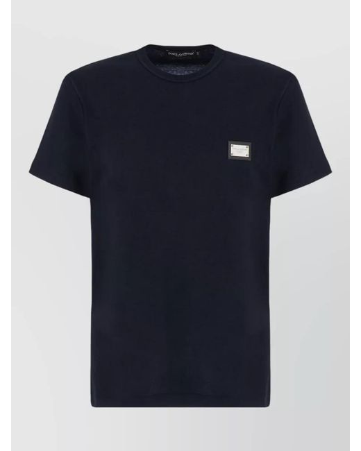 Dolce & Gabbana Blue Cotton Crew Neck Short Sleeve T Shirt for men
