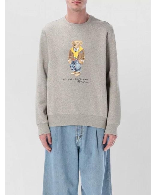 Polo Ralph Lauren Blue Bear Fleece Crewneck Long Sleeve Sweatshirt for men