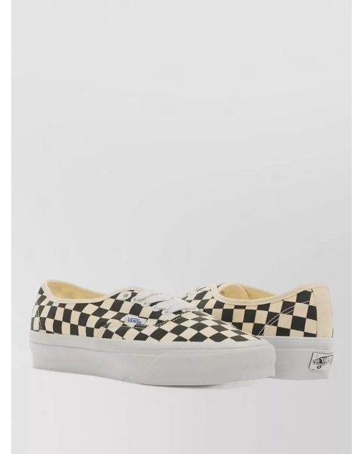 Vans White Low Top Lace Sneakers Nylon Silk Checkered
