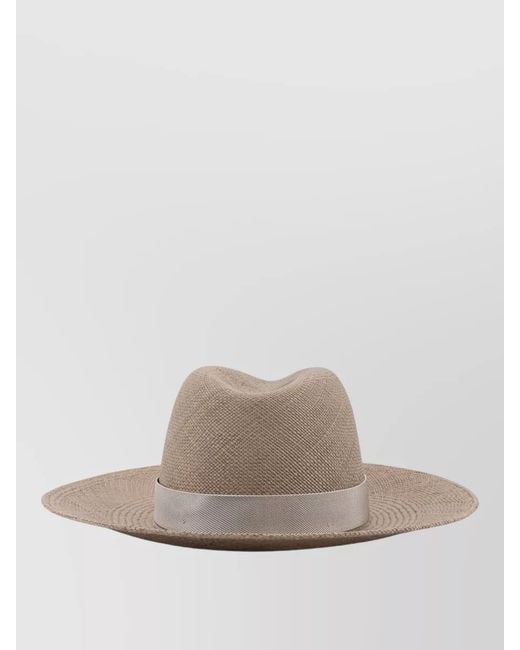 Brunello Cucinelli Multicolor Wide-Brim Straw Fedora Hat