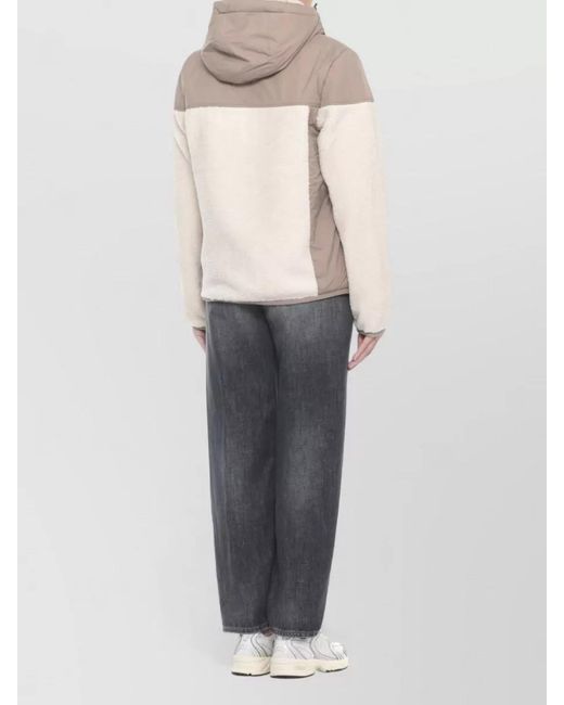 K-Way Natural Hooded Short Jacket Color Block Design