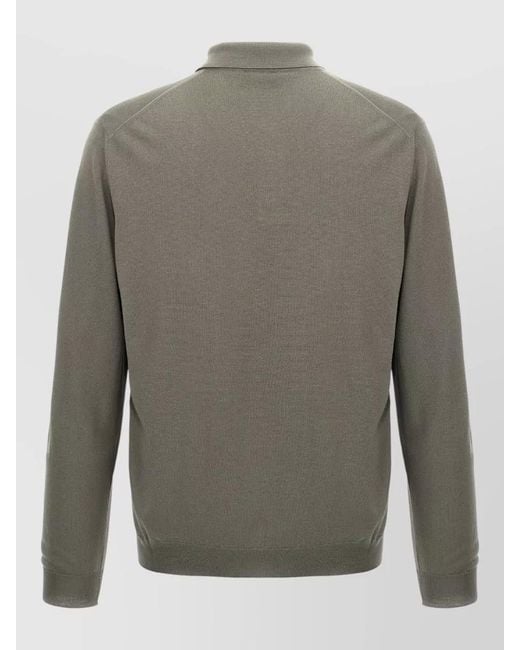 Zanone Gray Wool Long-Sleeve Polo Shirt for men