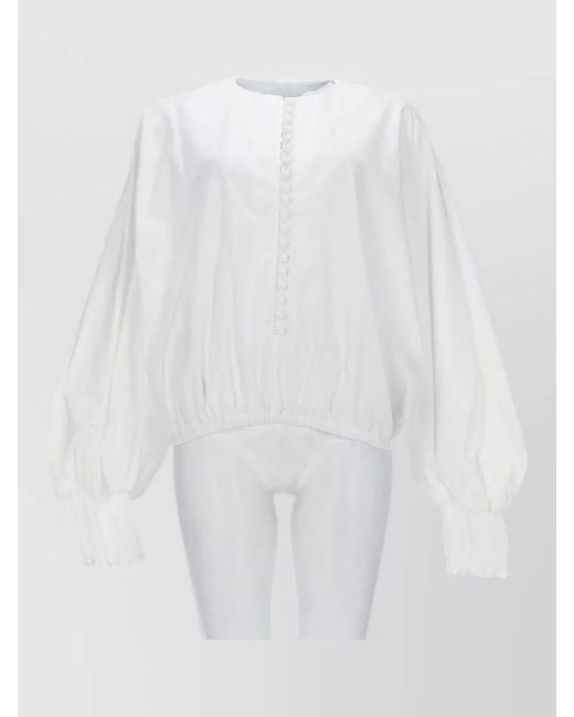 Balmain White Jacket Balloon Sleeves Button Detailing Hem