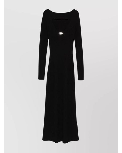 diesel ribbed knit midi dress Diesel Ribbed Knit Midi Dress With Button Front