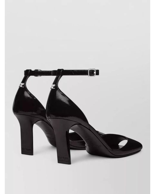 Courreges Black Peep Toe Square Front Stiletto Heel Pumps