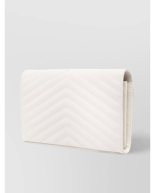 Saint Laurent Natural Cassandre Leather Clutch Bag