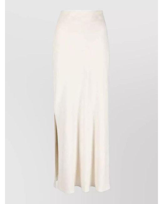Brunello Cucinelli White High-Rise Side-Slit Straight Maxi Skirt