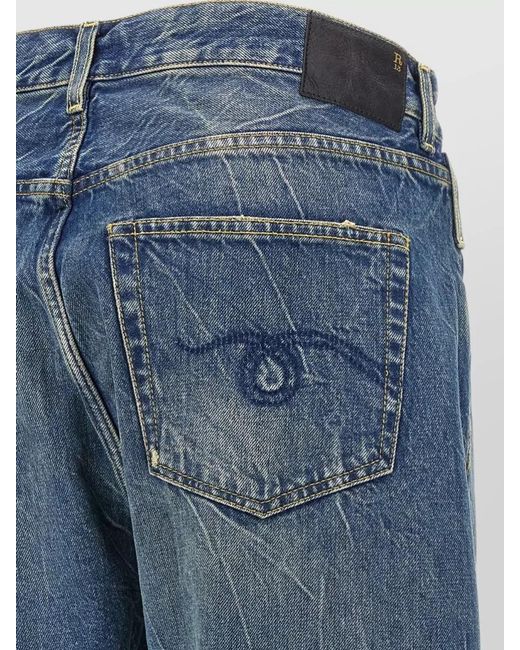 R13 Blue Crossover Waist Jeans Belt Loops Design