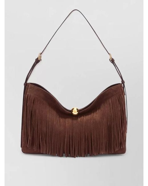 Furla Brown Sfera L Shoulder Bag Adjustable Strap Fringe