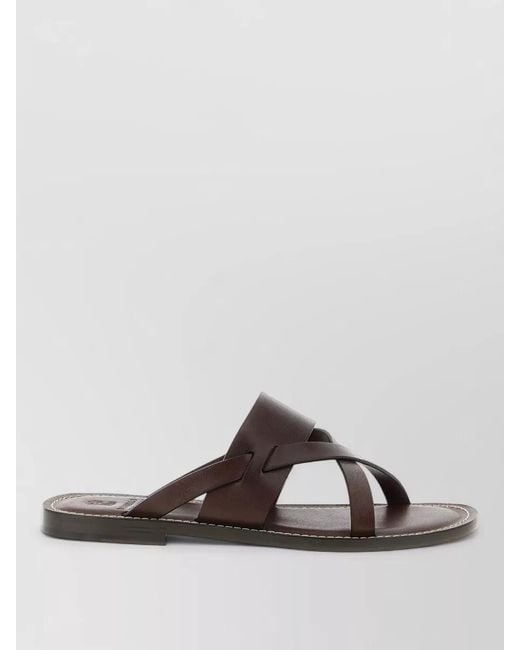 Brunello Cucinelli Brown Leather Sandals for men