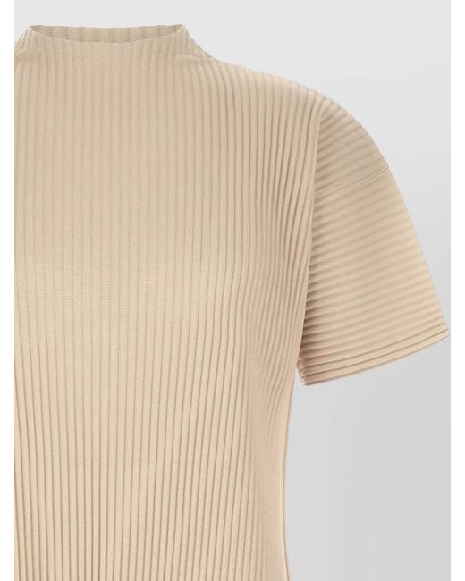 Homme Plissé Issey Miyake Natural March Series Ribbed Crew Neck Shirt for men