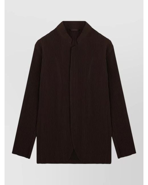 Homme Plissé Issey Miyake Black Pleated Texture Coat Buttoned Cuffs Design for men