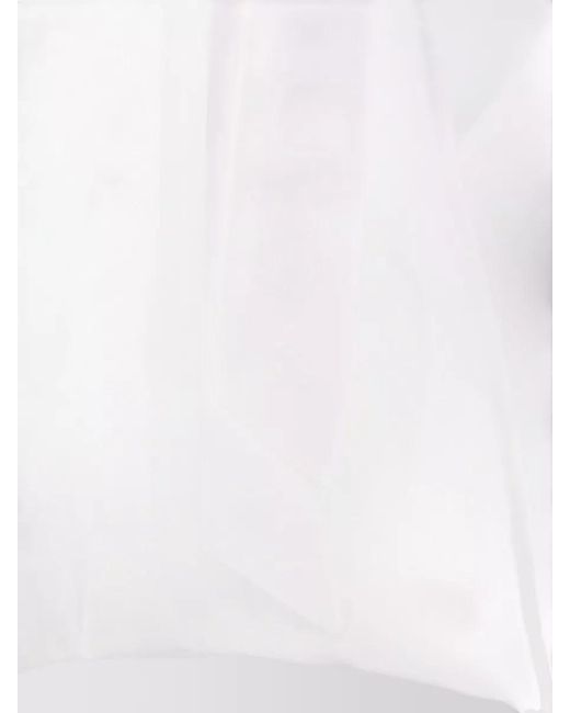 Alysi White Cotton Shirt Tie Neck Sheer Design