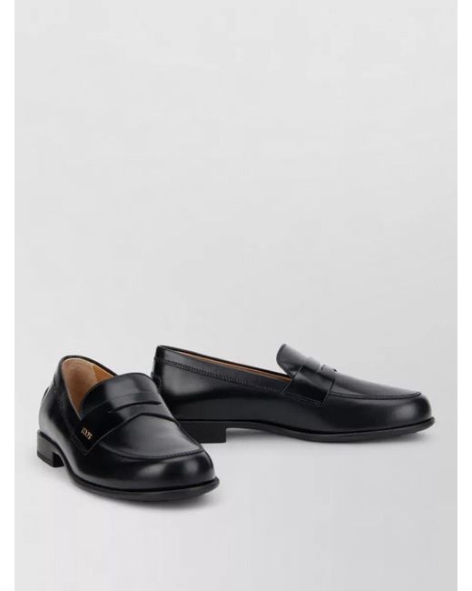 Tod's Black Smooth Leather Moccasin Style Oxford Shoes