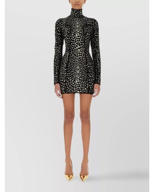 Roberto Cavalli Black Cheetah High-Neck Open-Back Mini Dress