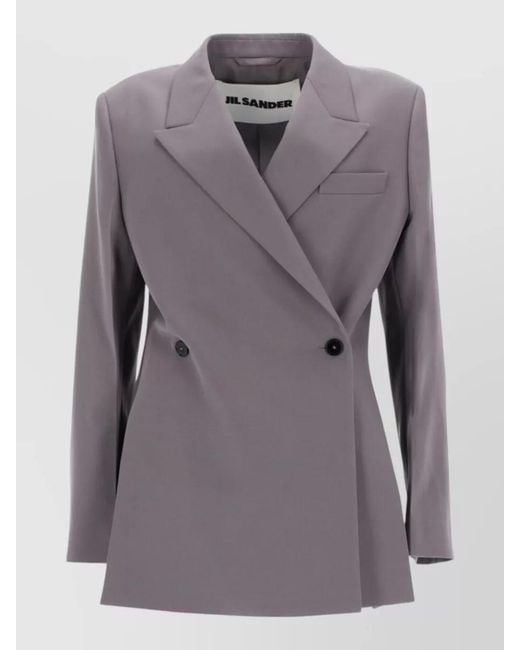 Jil Sander Gray Wool Double-Breasted Blazer