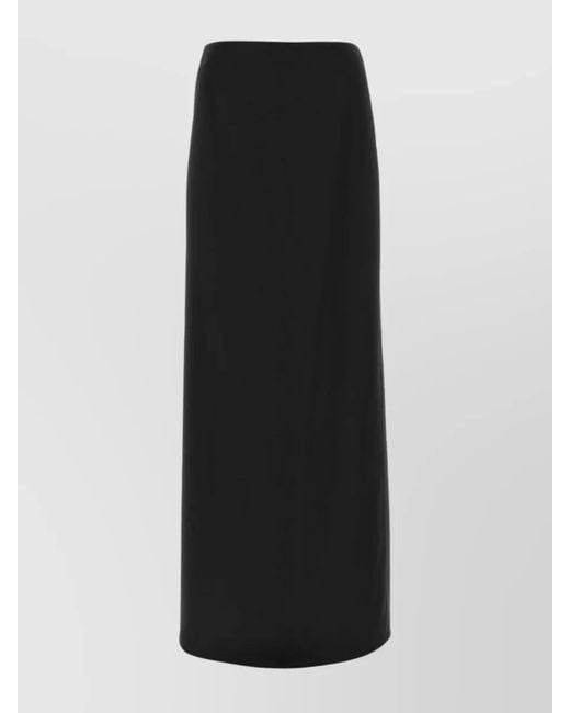 Bottega Veneta Black Silk-Blend Long Straight Skirt