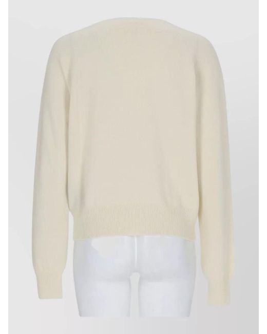 Balmain White Cashmere Crewneck Sweater