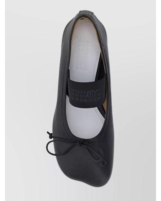 MM6 by Maison Margiela Black Leather Ballerina Shoes