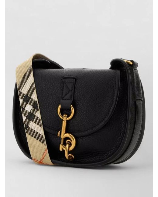 Burberry Black Leather Mini Messenger B Clip Crossbody Bag