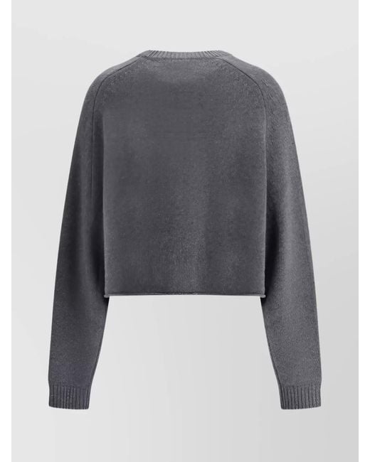 Lisa Yang Gray Karine Ribbed Crew Neck Knit Sweater