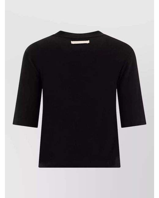 Sandbeige Black Plain Crew Neck Short Sleeve Top