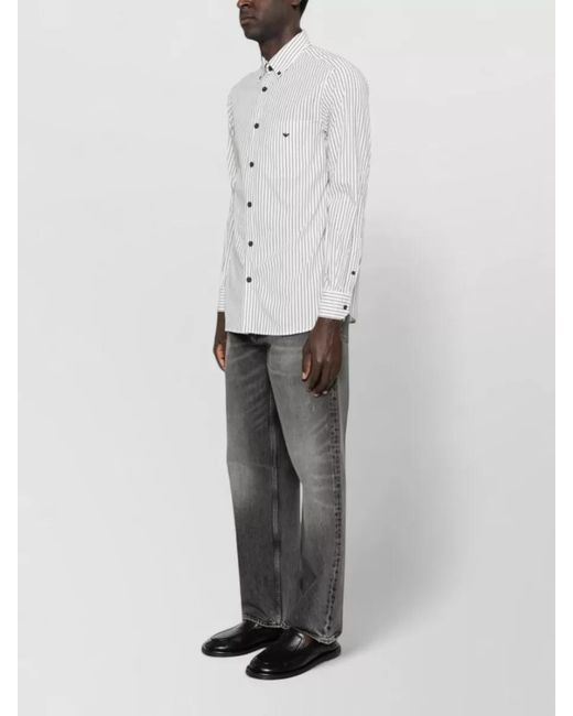 Emporio Armani White Striped Cotton Shirt for men