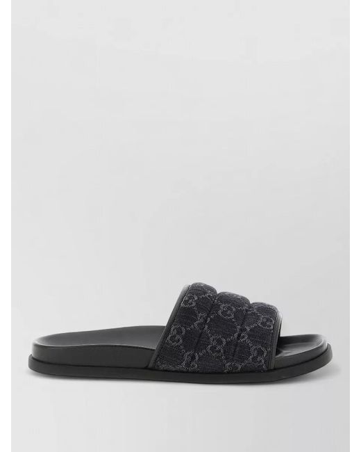 Gucci Black Gg Denim Slides Open Toe Design for men