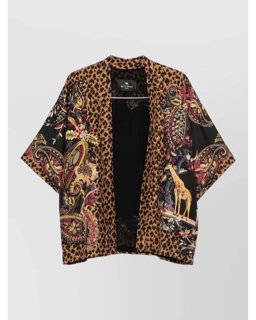 Etro Multicolor Silk Jacket Floral Leopard Paisley Print