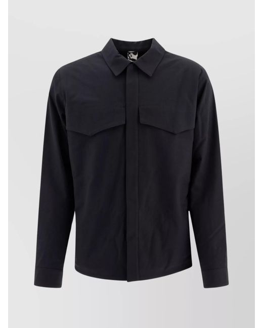 GR10K Blue Overshirt With Chest Pockets And Long Sleeves for men