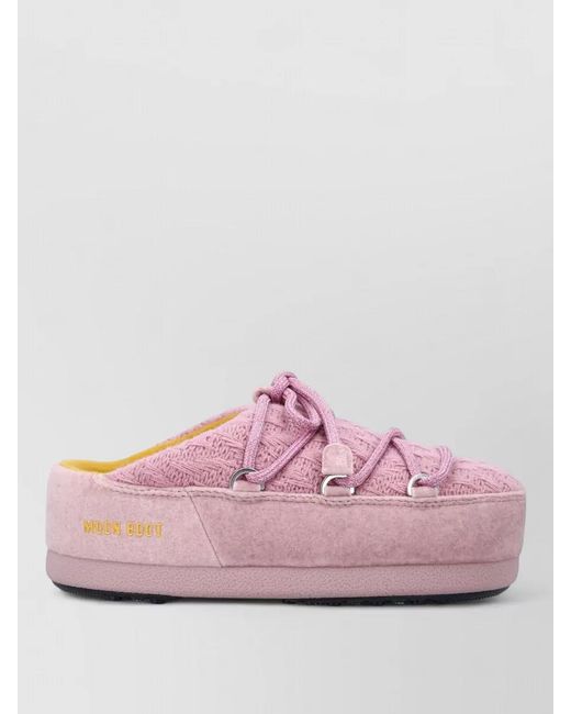 Moon Boot Pink Knit Slippers