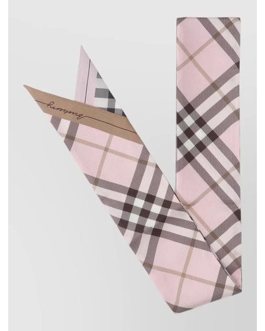 Burberry Pink Lightweight Check Pattern Scarf For Neck