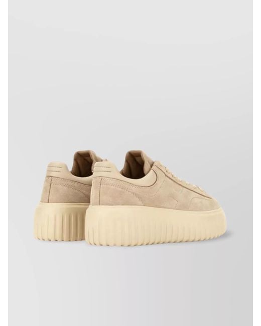 Hogan Natural Suede Platform Sneakers Round Toe