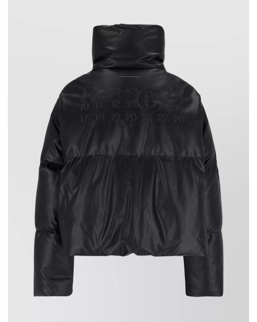 MM6 by Maison Margiela Black Quilted High Collar Jacket With Side Pockets