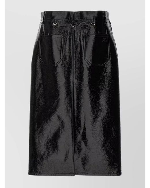 Courreges Black High-Rise Vinyl Mini Skirt