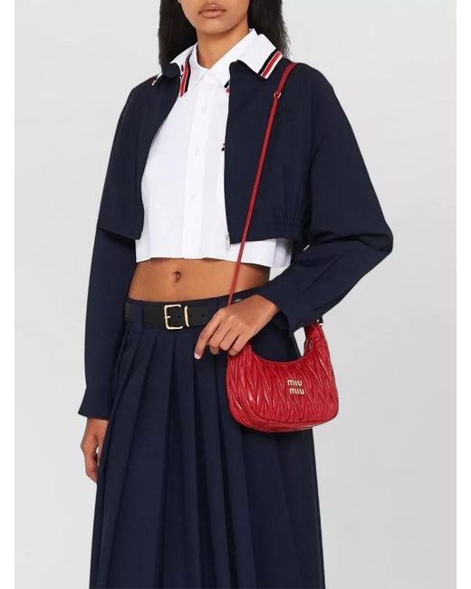 Miu Miu Red Wander Matelassé Nappa Leather Shoulder Bag