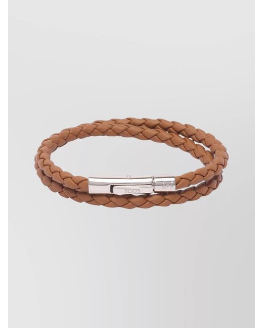 Tod's Brown Braided Double Wrap Woven Bracelets for men