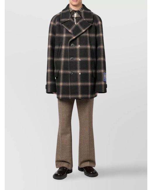 Maison Margiela Black Checked Wool Double-Breasted Coat
