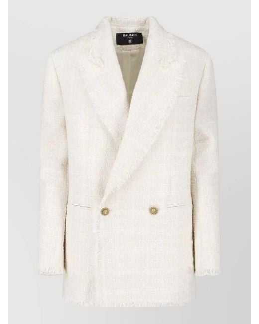 Balmain Natural Double Breasted Blazer Tone Buttons