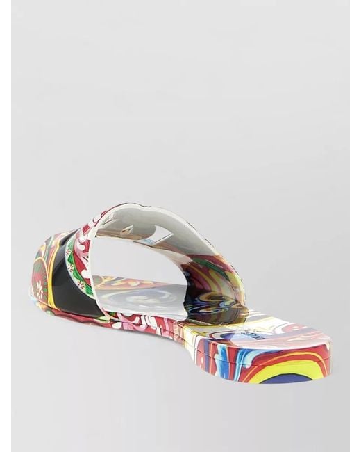 Dolce & Gabbana Multicolor Bianca Slides Open Toe Flat Sole Strap