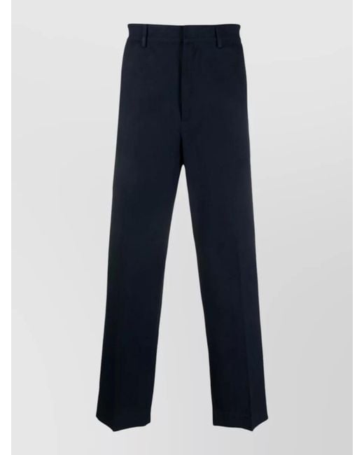 Department 5 Blue Tailored Trousers Straight Leg Belt Loops Pockets for men