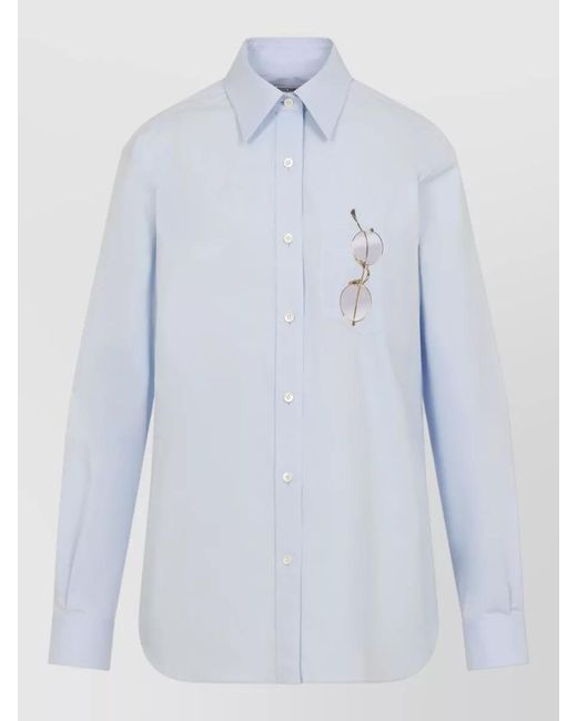 Moschino Blue Cotton Long-Sleeve Shirt