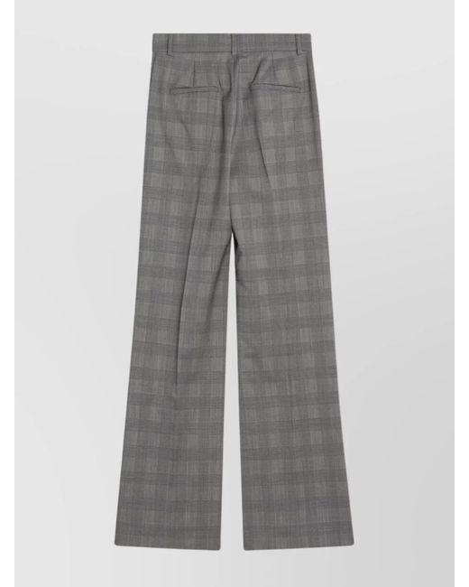 Sportmax Gray Checked Wide-Leg Trousers