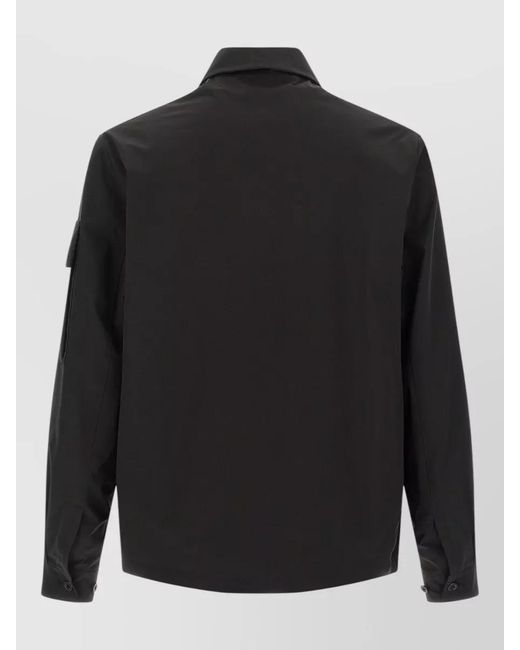 C P Company Black Metropolis Series Overshirt Long Sleeves Collar for men