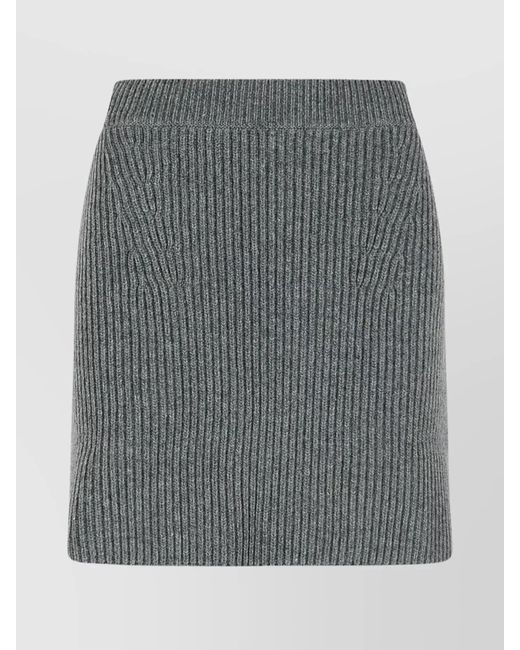 Jil Sander Gray Wool High Waist Miniskirt